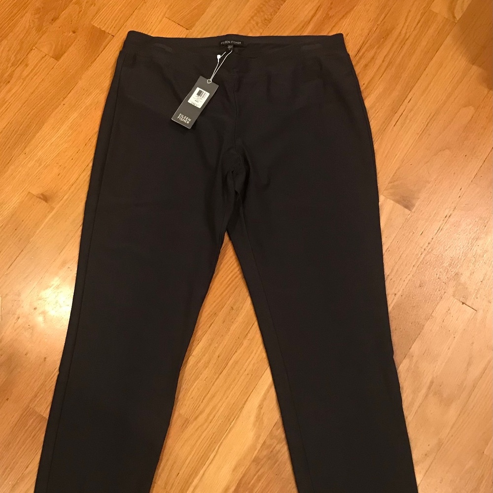 EILEEN FISHER SLIM ANKLE PANT, COLOR GRAPHITE, SIZE MEDIUM